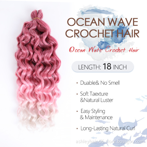 Julianna 18" hawaii curl ocean wave synthetic afro wavy king tips blonde silk weave braiding crochet hair ocean wave braid